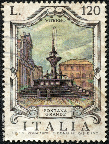 stamp printed in Italy shows Fontana Grande  Great Fountain