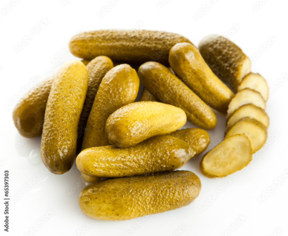 pickled cucumbers. Gherkins on a white background pickled cucumbers. Gherkins on a white background