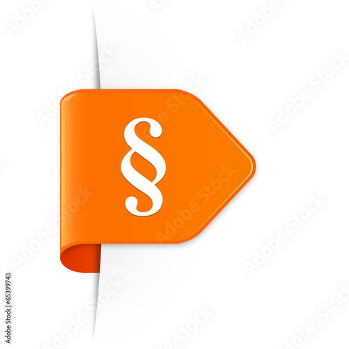 Paragraph - Orangener Sticker Pfeil mit Schatten