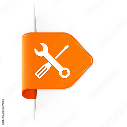 Screwdriver and spanner - Orangener Sticker Pfeil mit Schatten