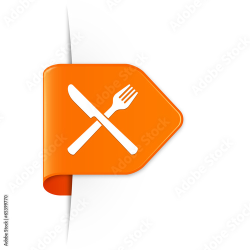 Knife and fork - Orangener Sticker Pfeil mit Schatten