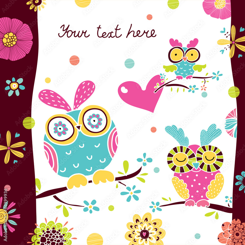 Postcard with cute owls.