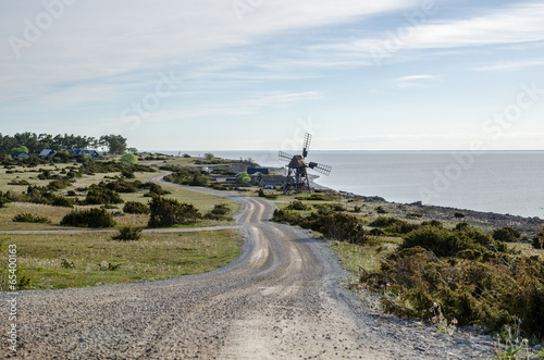 Old windmill by the coast of the swedish island Oland