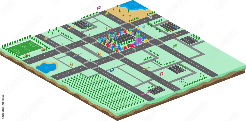 Fototapeta premium game assets isometric city cartoon landscape view