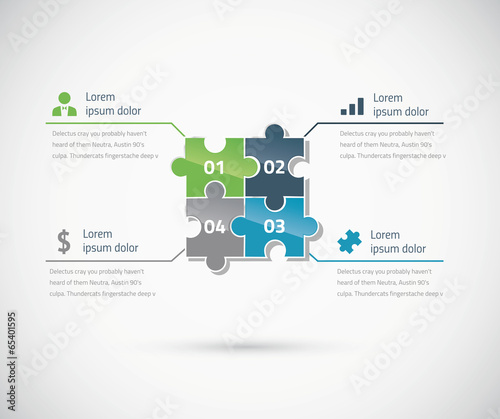 Green and blue puzzle piece infographics business concept vector