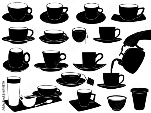 Cups set isolated on white