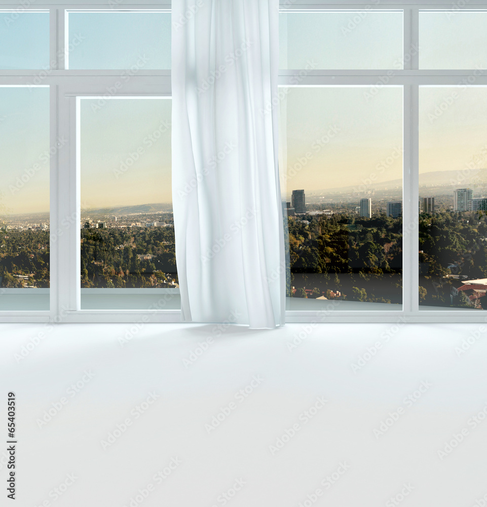 Fototapeta premium View through the windows of an urban apartment
