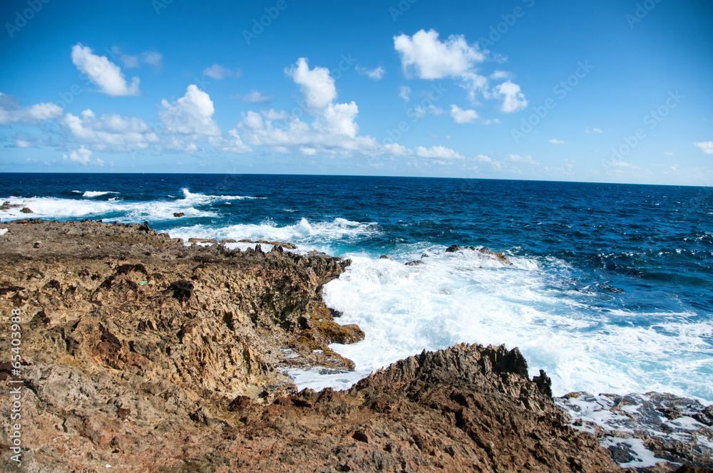 Wild Coastline of Aruba in the Caribbean