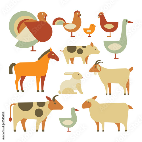 set of farm animals. isolated on white