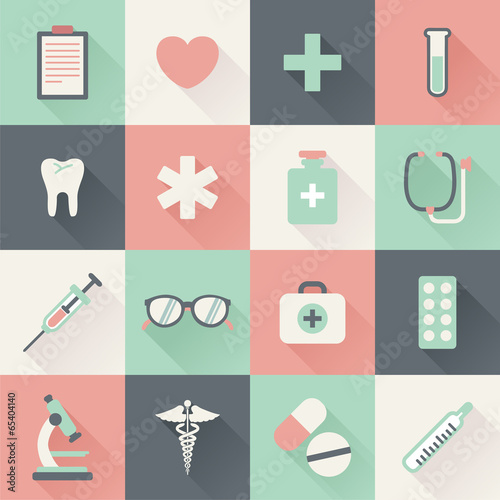 set of flat medical icons