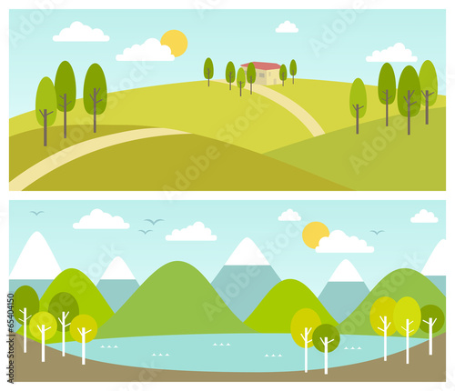 two summer landscape banners