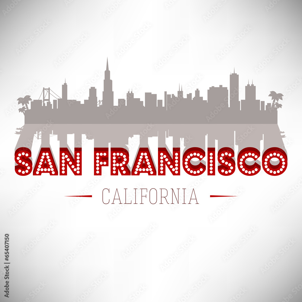 Fototapeta premium San Francisco skyline silhouette vector design.
