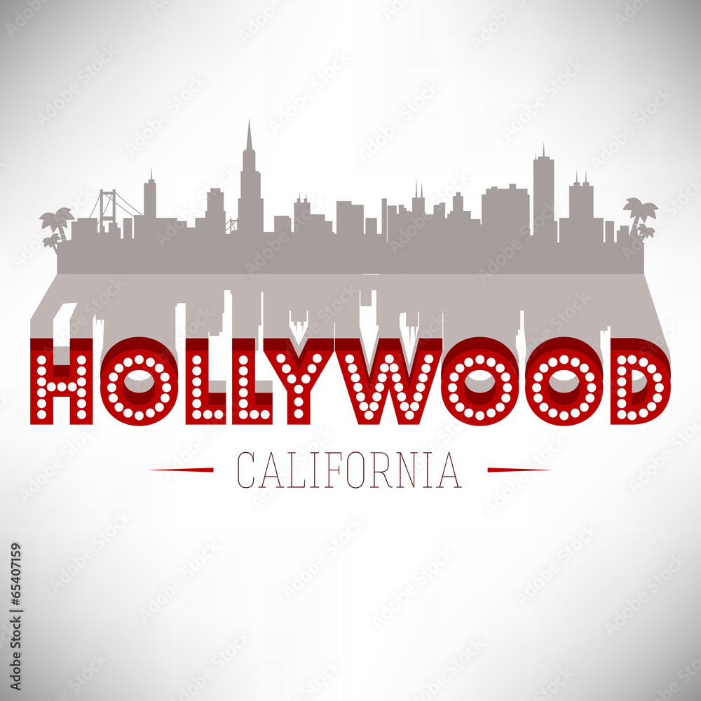 Hollywood skyline silhouette vector design. Stock Vector | Adobe Stock