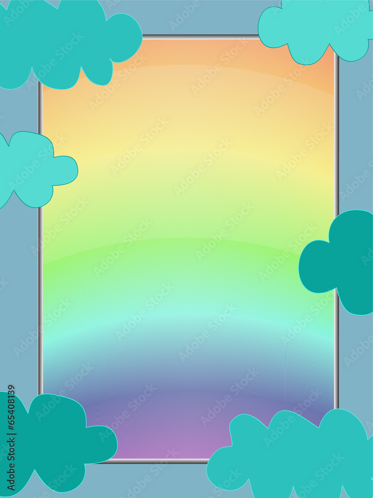 Fototapeta premium clouds and rainbow frame