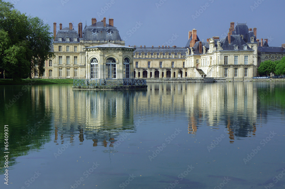 A fragment of the royal residence in Fontainebleau, France .