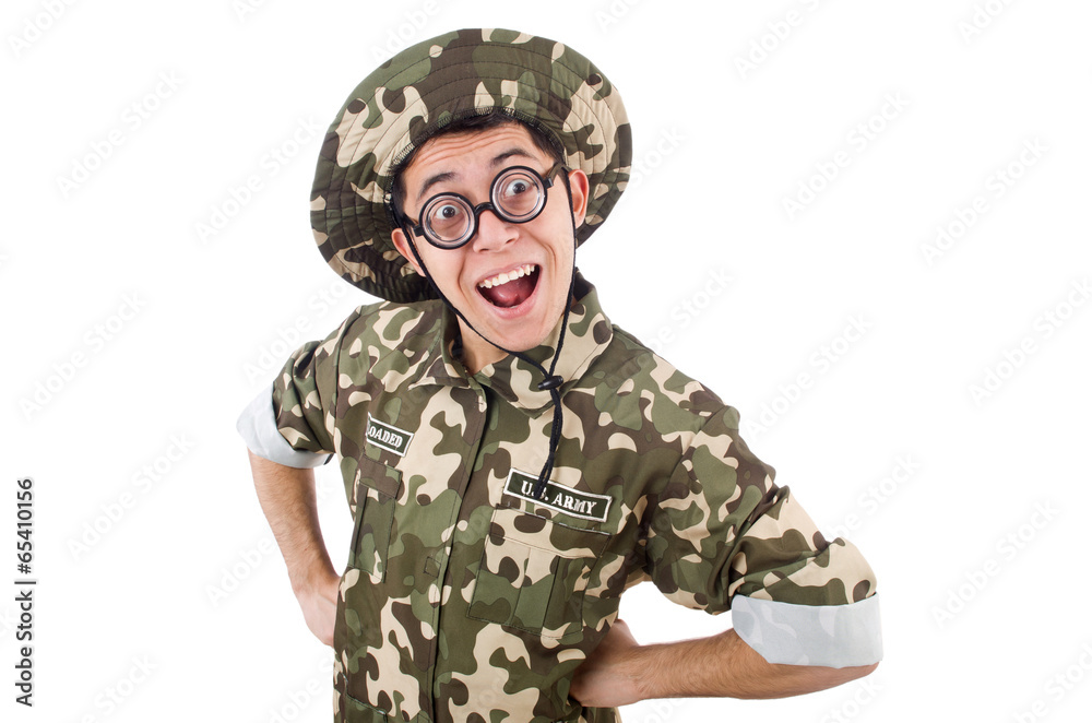 Funny soldier isolated on the white Funny soldier isolated on the white
