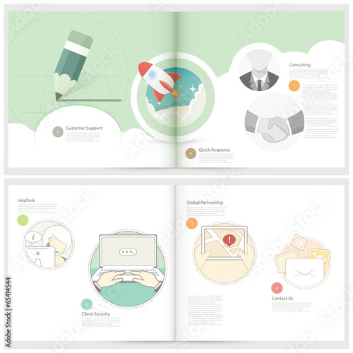 Brochure design template for business with concept icons
