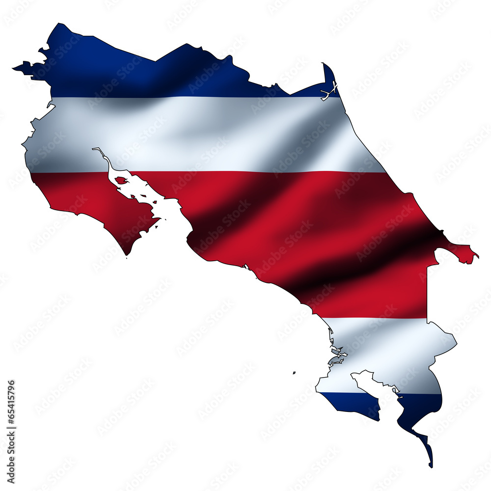 Fototapeta premium Waving flag inside map - Costa Rica
