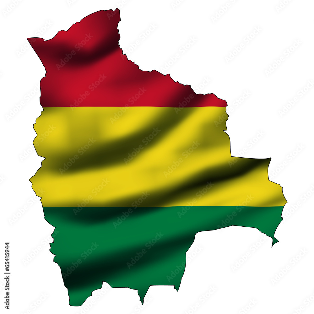 Obraz premium Illustration with waving flag inside map - Bolivia