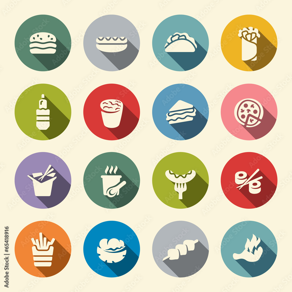 Fast food icon set