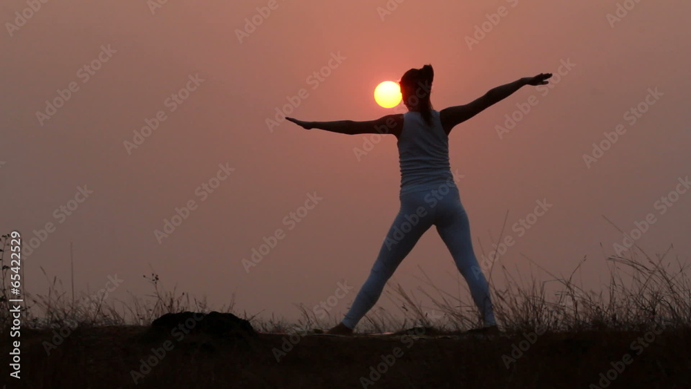 Silhouette of a beautiful Yoga woman Silhouette of a beautiful Yoga woman