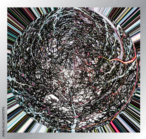 Abstract spherical object with rays