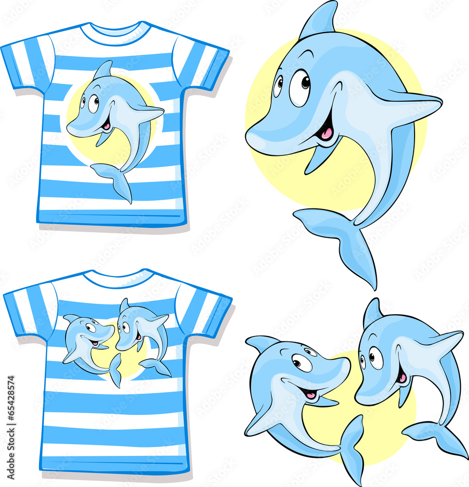 Obraz premium kid shirt with cute dolphin
