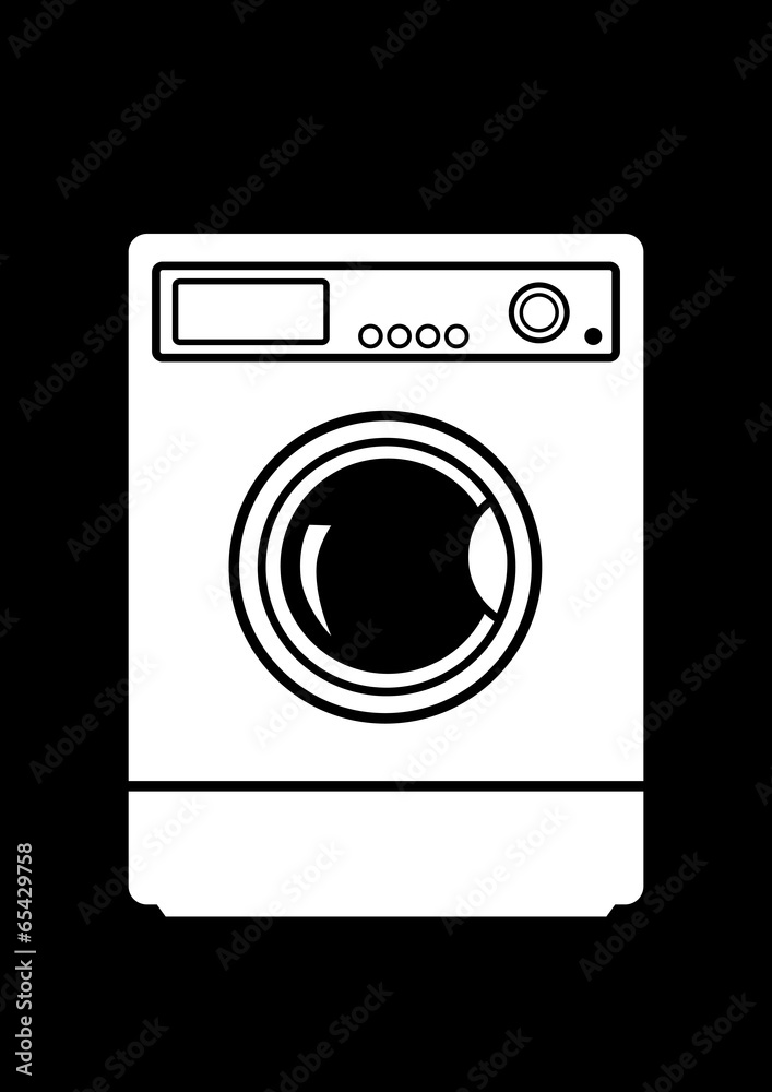 Washing machine on black background
