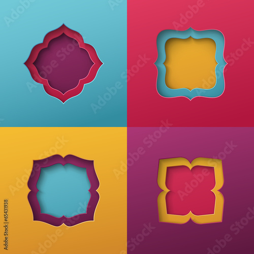 Vintage frames on colorful background
