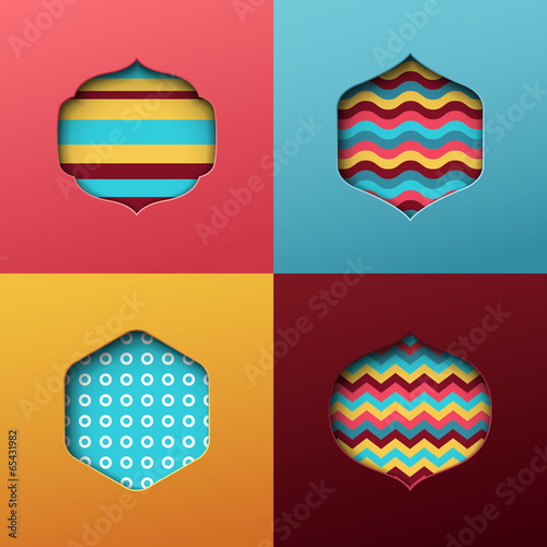 Vintage frames on colorful background