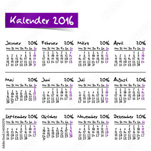 kalender 2016 I