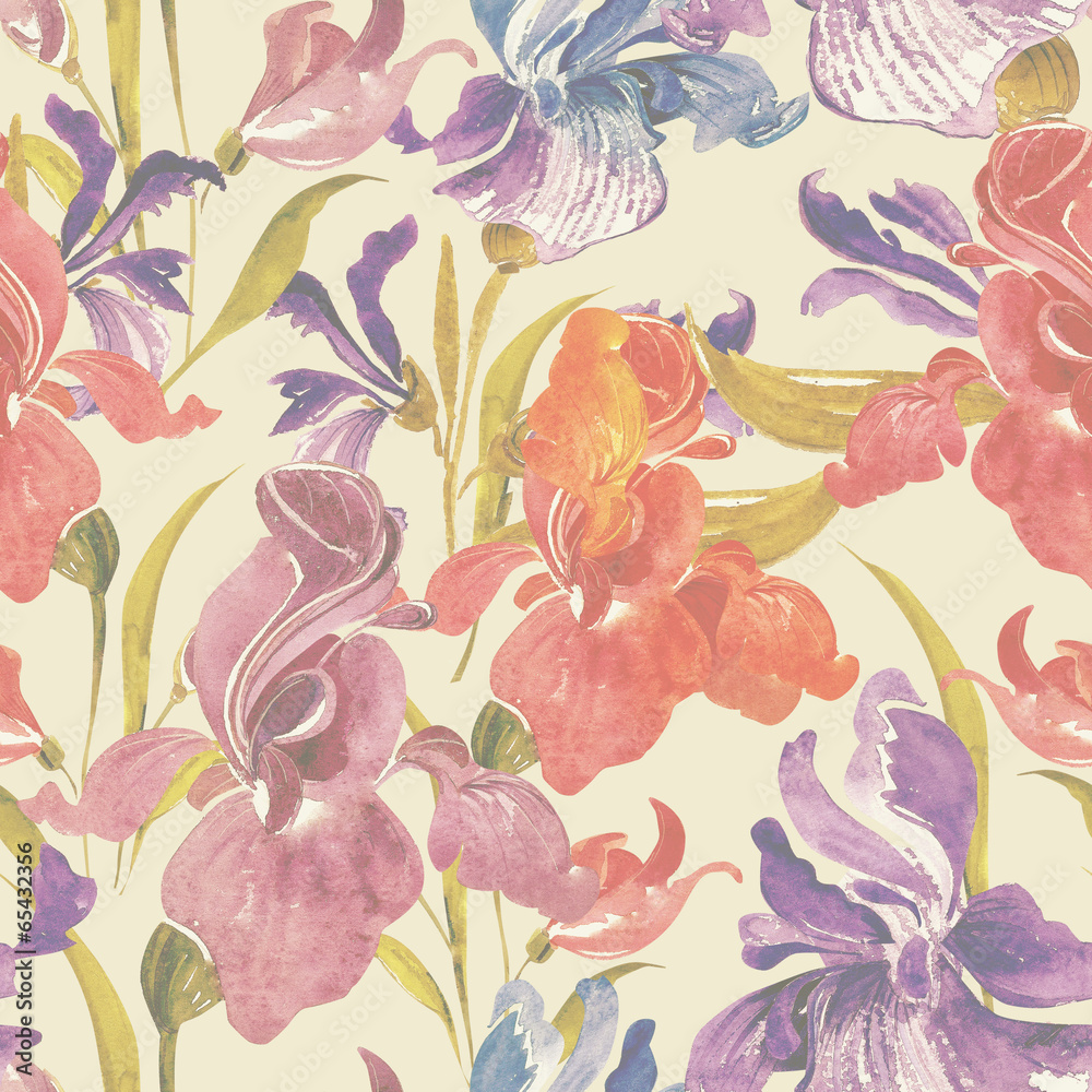 Irises seamless pattern