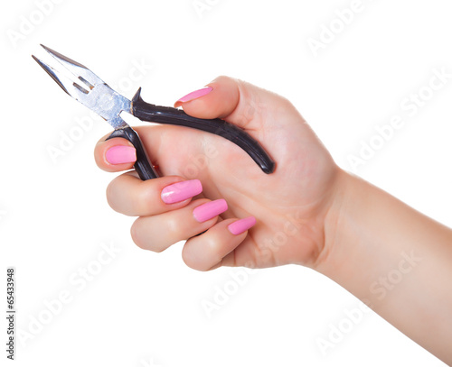 cutting pliers in hand
