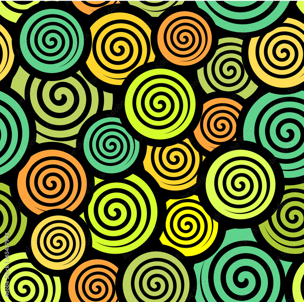 Fun colorful abstract spirals seamless pattern