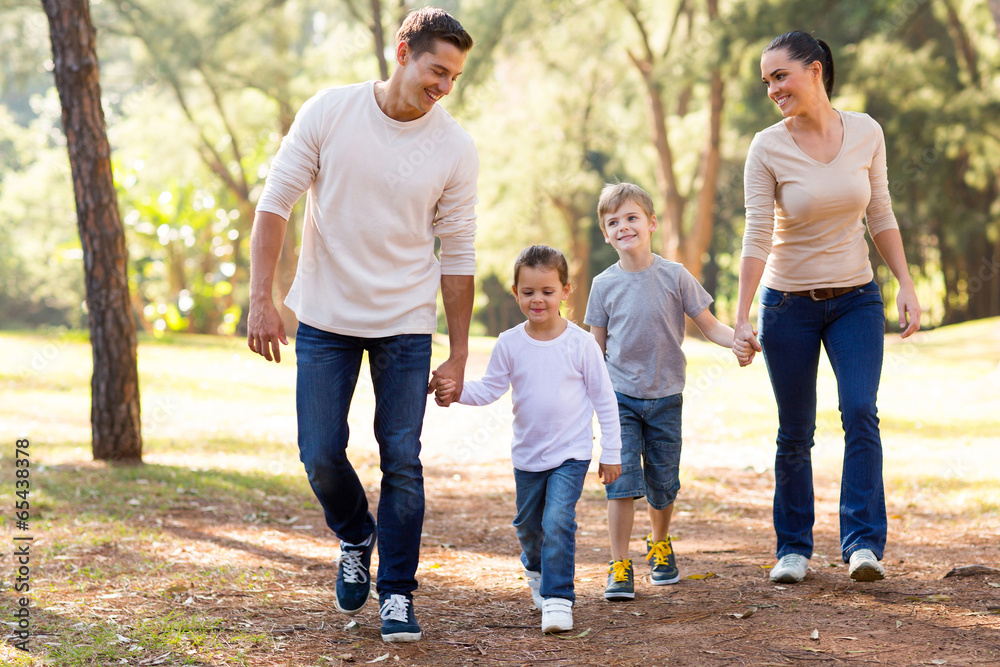 family walking in park