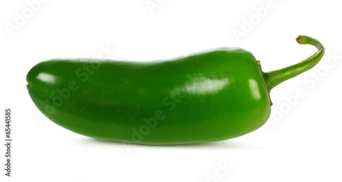 Single jalapeno pepper isolated on a white background