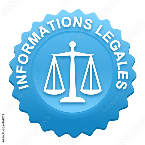 informations légales sur bouton web denté bleu