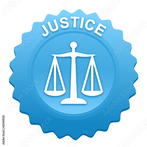 justice sur bouton web denté bleu