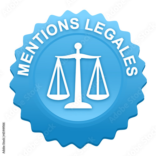 mentions légales sur bouton web denté bleu