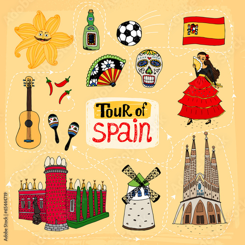 Tour of Spain hand-drawn illustration