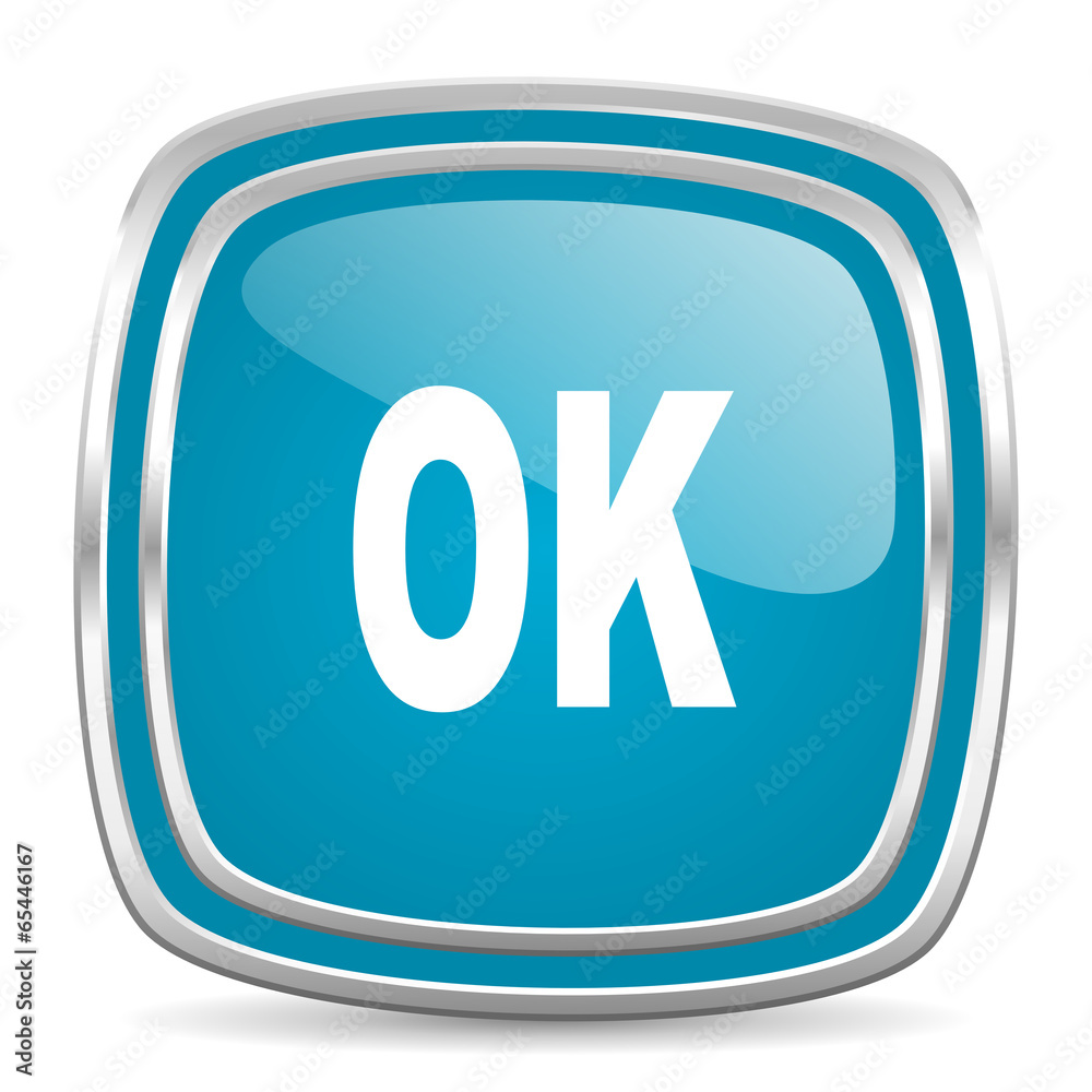 ok blue glossy icon