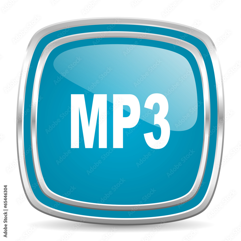 mp3 blue glossy icon Stock Illustration | Adobe Stock