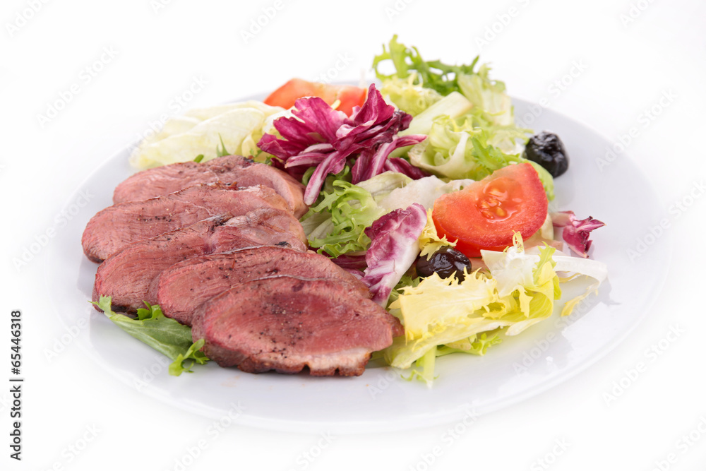 vegetable salad and red meat