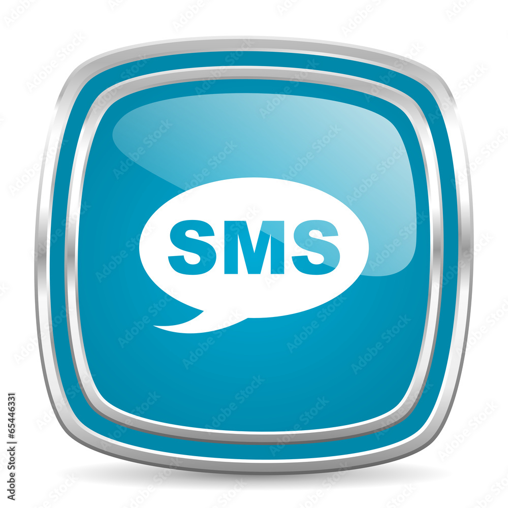 sms blue glossy icon