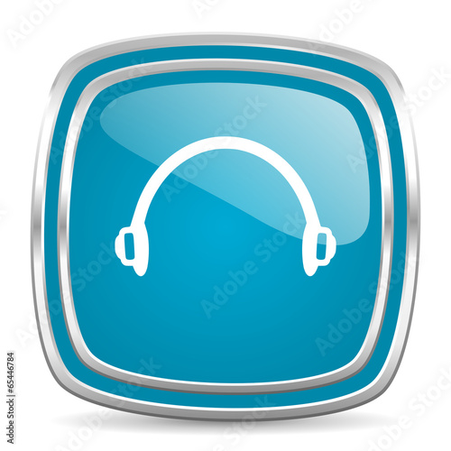 headphones blue glossy icon