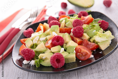 avocado salad and raspberry