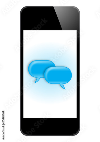 Smartphone mit blauen Sprechblasen – Vektor/freigestellt
