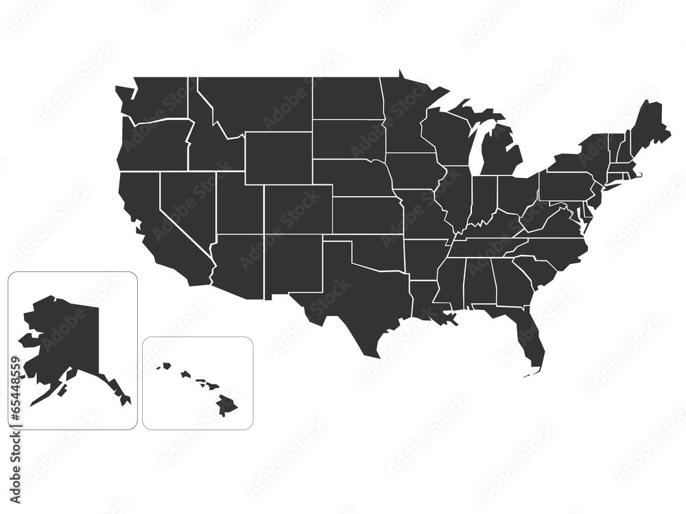 Blank simlified map of USA