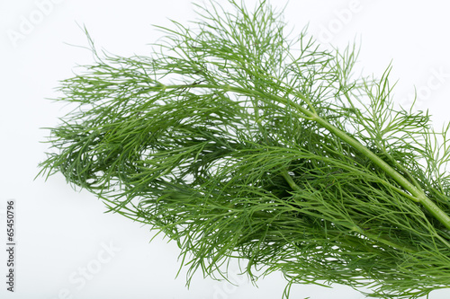 Green dill isolated on white background.