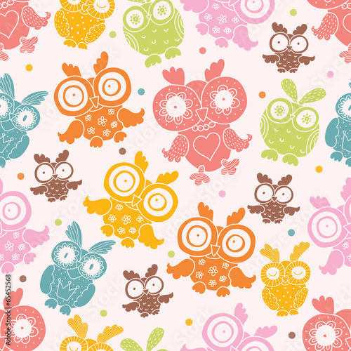 Cute seamless pattern with owls.
